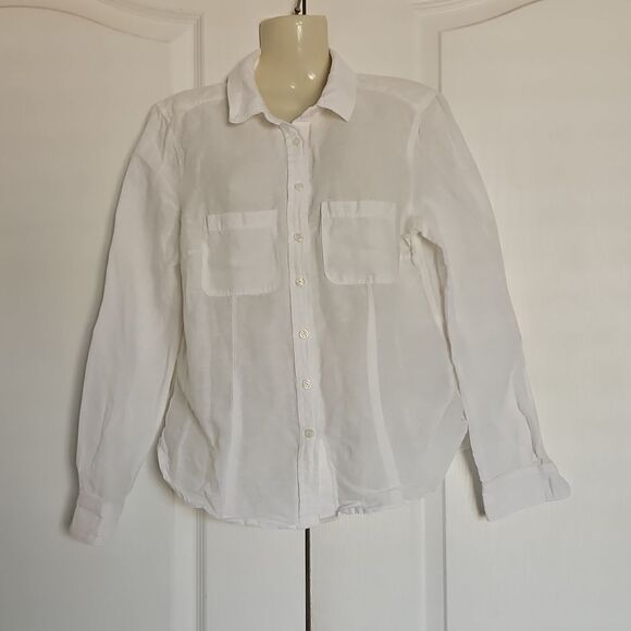 Banana Republic Women's Button-Down Long Sleeves Shirt White Small Petite - Picture 2 of 16